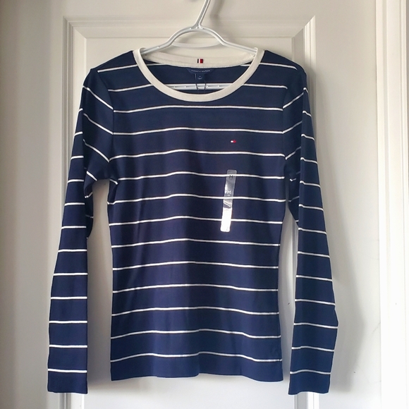 Tommy Hilfiger | Classic navy striped long sleeves cotton tee BNWT - Picture 2 of 6